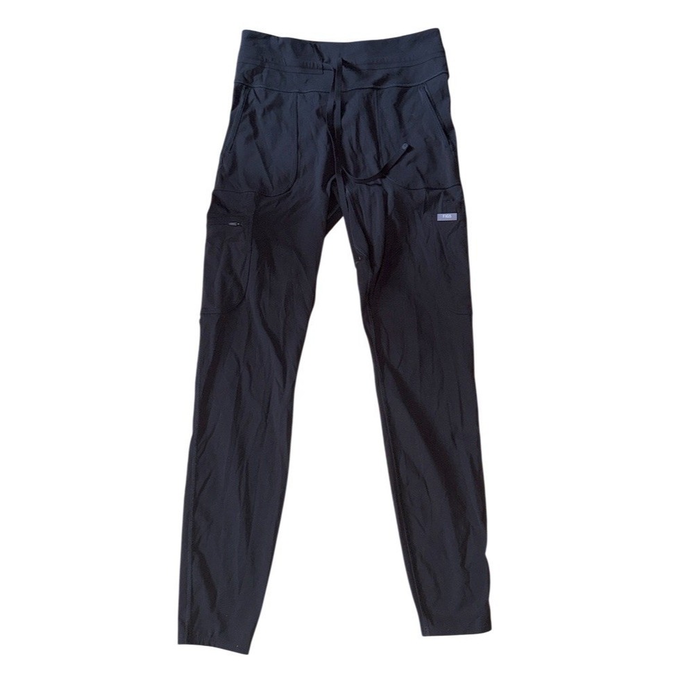 FIGS Leggings Womens Medium Black Ankle Drawstring Pockets Scrubs 1000018